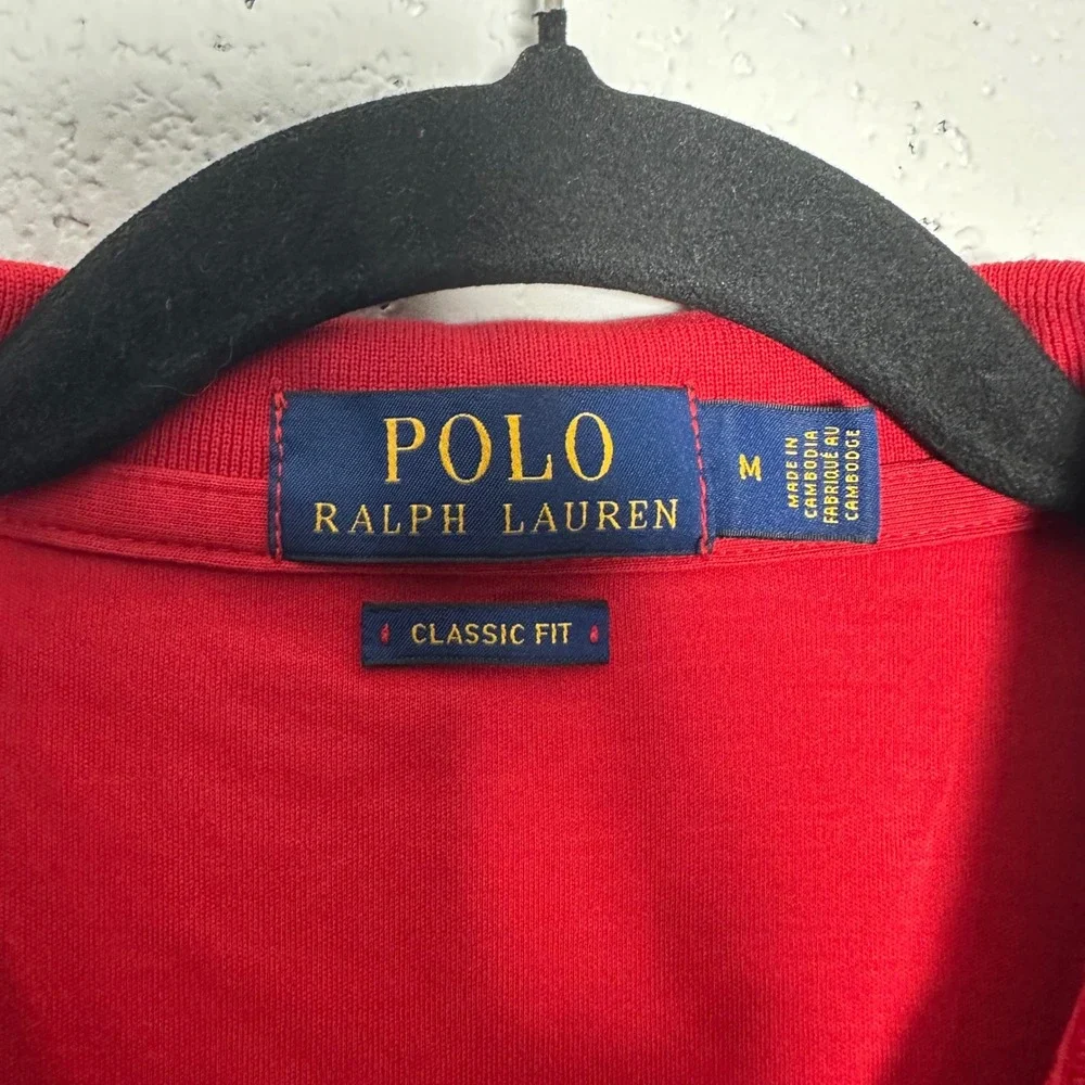 Polo Ralph Lauren Mens Classic Fit Red Short Sleeve Pique Polo Shirt Size M
